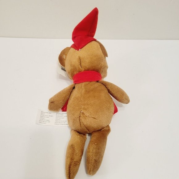 Christmas House Brown Teddy Bear Red Hat and Scarf Plush - Picture 3 of 3